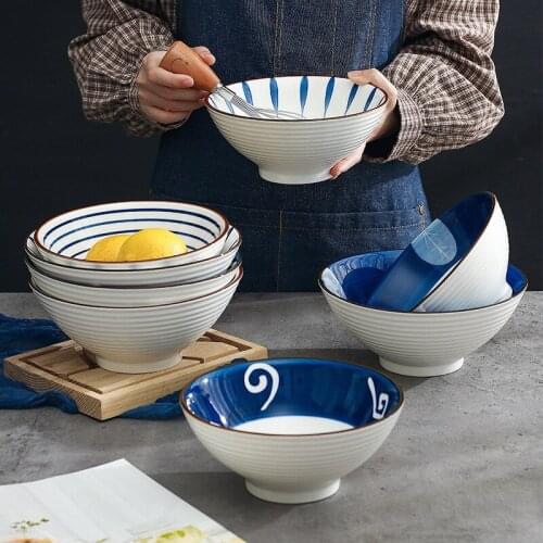 Japanese Ramen Bowl Ceramic Single Noodle Bowl Household Salad Bowl large Bowl Creative Special Restaurant Tableware