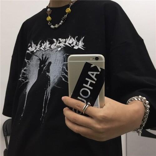 Goth Punk Letter Print Short Sleeve Clothes Dropshipping Streetwear Y2K Vintage Harajuku Plus Size Tops Black Women T-Shirts