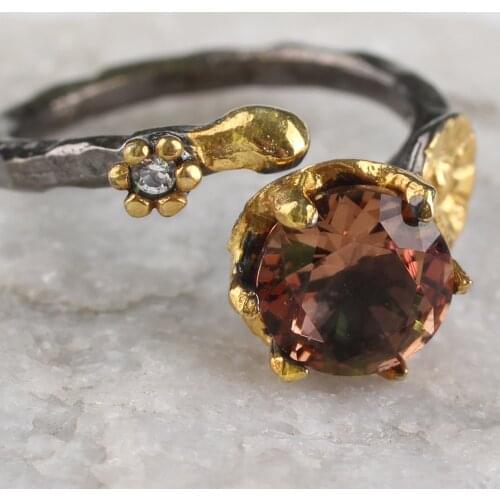 Diaspore Elegant Flower Shaped Sterling Silver Jewerly ring for Women Zultanite S925 handmade ring Design