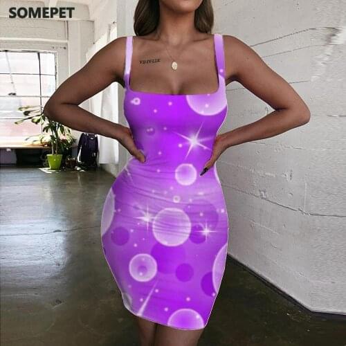 SOMEPET Colorful Dress Women Graphics Halter Sleeveless Psychedelic 3d Print Harajuku Ladies Dresses Womens Clothing Party Short