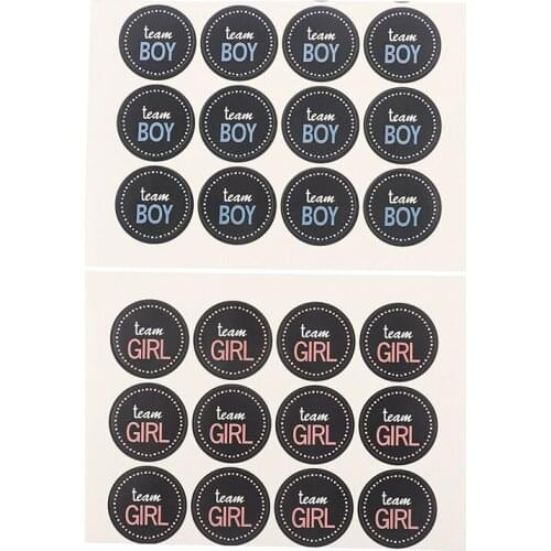 48pcs Team Boy Team Girl Stickers Boy or Girl Vote Sticker Party Creative Decoration Baby Supplies