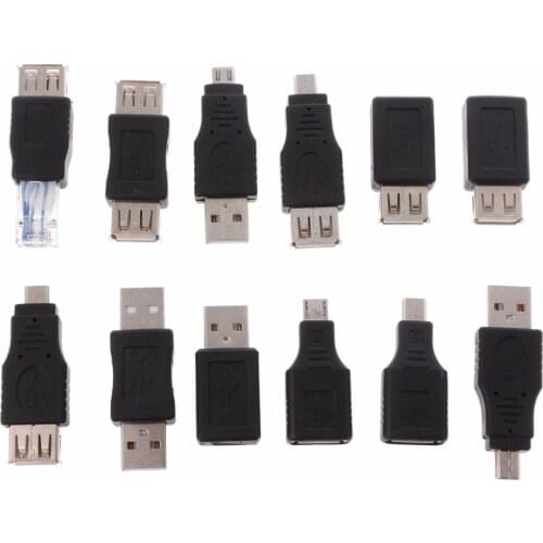 12Pcs/Set OTG USB 2.0 A Male To Female Micro USB Micro-B Mini-B Changer Data Converter Adapter High Quality C26