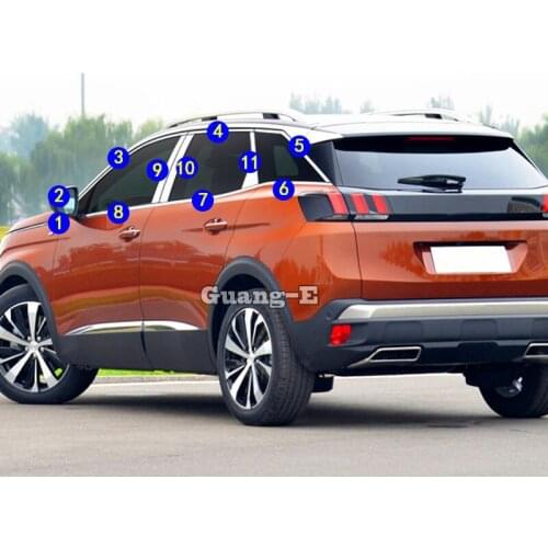 Car Stainless Steel Garnish Pillar Window Middle Strip Trim Frame Lamp Hood For Peugeot 3008 GT 3008GT 2016 2017 2018 2019 2020