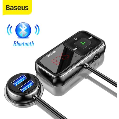 Baseus Car FM Modulator Bluetooth Adapter FM Transmitter 3.1A USB Car Charger Bluetooth 5.0 Aux Wireless Audio MP3 Player