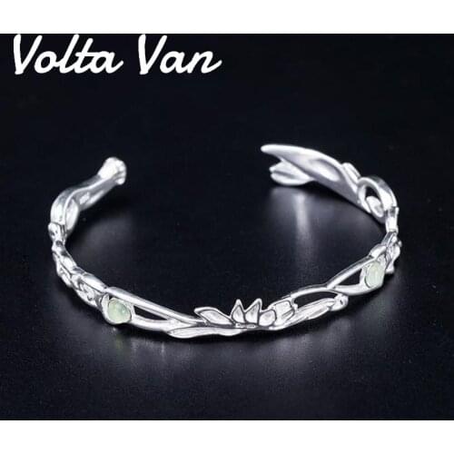 Volta Van Cuff Bracelet 925 Sterling Silver Bangle Fine Jewelry 2021 New Elegant Lotus Flower Vintage Concise Opening Bangle