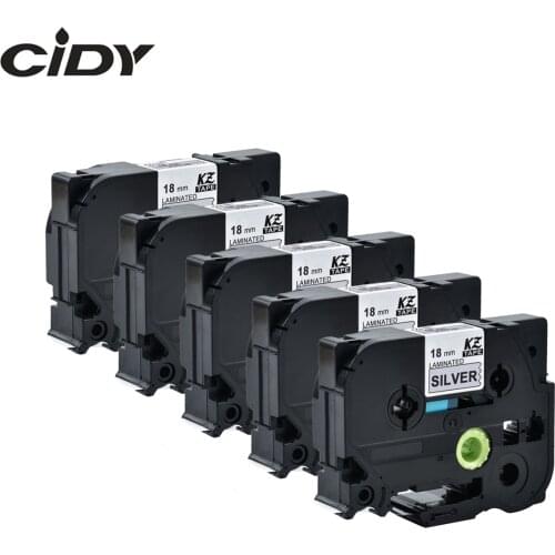 Cidy 5PCS compatible TZe-941 tz-941 tze 941 tz 941 Black on Silver 18mm laminated label tape for brother printer tz941 tze941