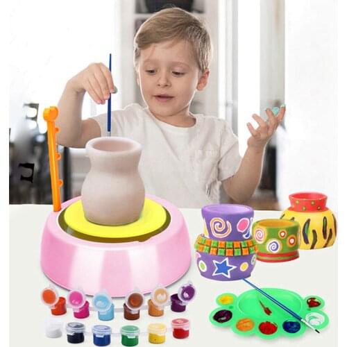 DIY Handmake Ceramic Pottery Machine Kids Craft Toys For Boys Girls Mini Pottery Wheels Arts Crafts Early Educational Child Toy