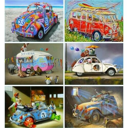 HUACAN Diamond Painting Full Square New Arrival Car Diamond Art Mosaic Scenery Embroidery Landscape Home Decoration