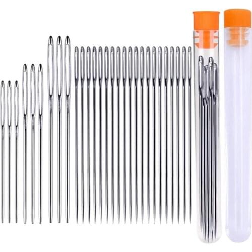Nonvor 29 PCS Knitters Large Eye Sewing Needles, Sharp Needles and Stainless Steel Hand Stitching Needles with Plastic Bottle