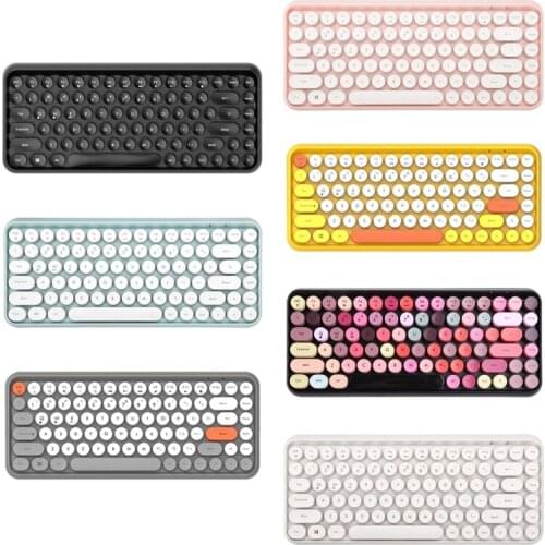 Ajazz 308i Wireless Bluetooth Keyboard Round Key Cap 10m BT Kyeboard Connection 84 Keys Keyboards for PC Laptop ,Tablet