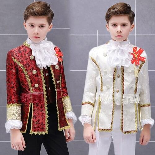 Hip Hop Costumes Children Classic European Court Costume Suit Jacket Boys Evening Dress Party Wear Performance Clothes DN4050