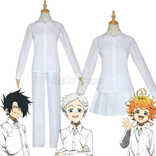 Anime The Promised Neverland Emma Cosplay Costume Shirt Skirt Ray Norman Costume School Uniforms White Shirt Pants Set C46D14