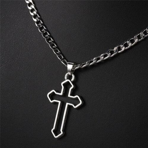 Luoluoyi 2021 Hollow Cross Pendant Necklace Cool Street Style Punk Necklace For Women and Men Fashion Jewelry