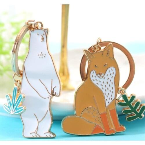 Fashion Mr Mrs Fox Keychains Woman Man Cute Animal Pendant Gift Key Chain Keyring Trinket Lovers Hanging Ornament Jewelry