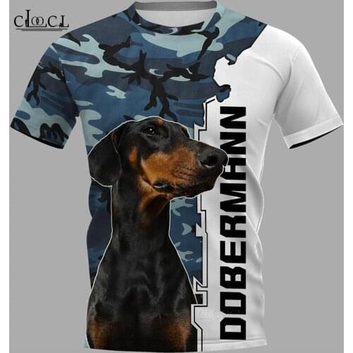 CLOOCL Doberman Dog Camo 3D Printed Mens T Shirt Harajuku Summer Short Sleeve Street Casual Unisex T-shirt Tops Drop Shipping