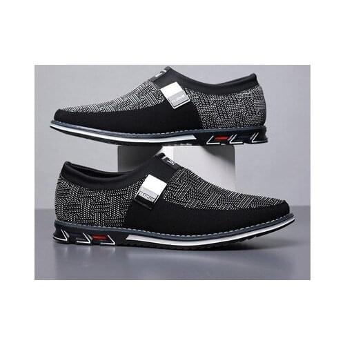 2021 New Men Casual Shoes High Quality Elastic Band Fashion Design Solid Tenacity Comfortable Mens Black Shoes Big Sizes 38-50