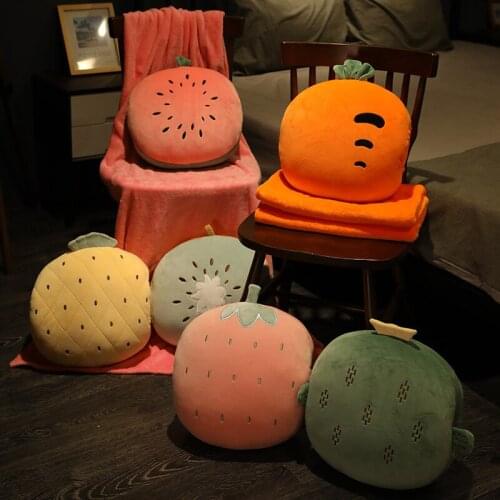 New Cartoon Childrens Cute Fruit Quilt Blanket Throw Pillow home Office Air Conditioning Pillow Cushion Blanket 2 in 1