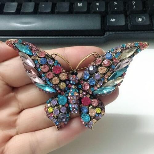 12pcs/lot Wholesale big size vintage Butterfly Brooches Bouquet Insect Hijab Accessories Women Wedding Brooch pins broches