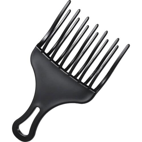 Mayitr 2 Sizes Durable Black Wide Teeth Fork Comb Curly Hair Brush Anti Static Afro Hairstyle Large Wide Tooth Hair Comb