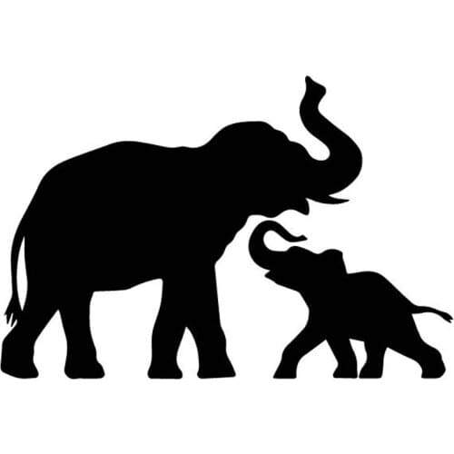 Lifelike Elephant and Baby Elephant Stickers High Quality Car Stickers Decoration Personality PVC Waterproof Decals Black/white