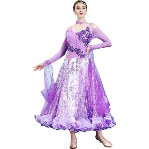 Modern Dance Dress rhinestone pendant patchwork Will Pendulum Waltz National Standard Ballroom Dancing Match Clothing