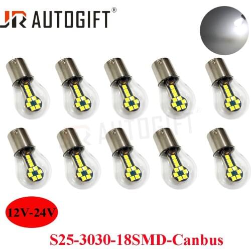 50PCS White Amber1156 BA15S 3030 18SMD Canbus P21W 1157 BAY15D P21/5W LED Bulb Turn Signal Light Auto Brake Light Lamps 12V-24V