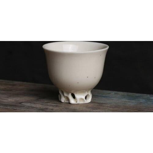 Taihu Stone Zen Cup Zen Standing Cup Pu'er Tea Cup Kung Fu Gongfu Tea Set Ceramic White Porcelain Retro Personality NO.YZ29