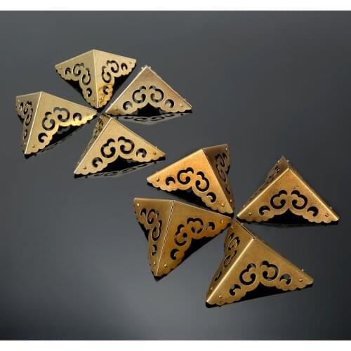 4Pcs 65mm Corner Bracket for Furniture Wood Box Brass Feet Corner Protector for Furniture Fittings Furniture Hardware Decorative