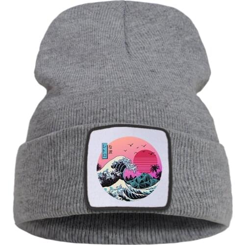 Japan Anime Anime Knitted Cap Men Soft Solid Color Bonnet Hats Unisex Winter Warm Beanie Caps Men Cotton Skullies Hat