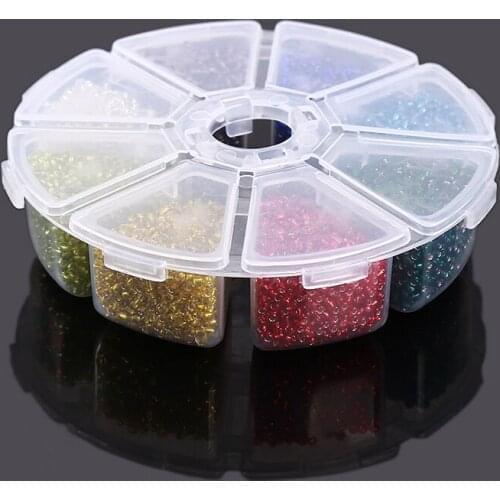 1 Box Mixed Color Glass Seed Beads Transparent Silver Lined Loose Spacer Mini Glass Seed Beads Cross Stitch