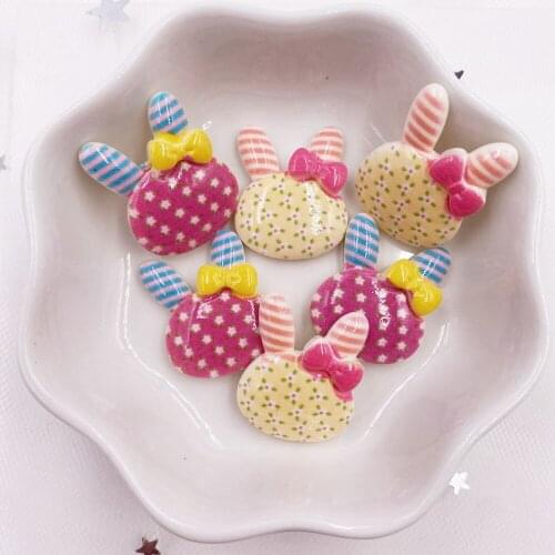 10PCS Resin Lovely Colorful Bow Flower Rabbit Flatback Stone Figurines Scrapbook Home Decoration Christmas Crafts F274