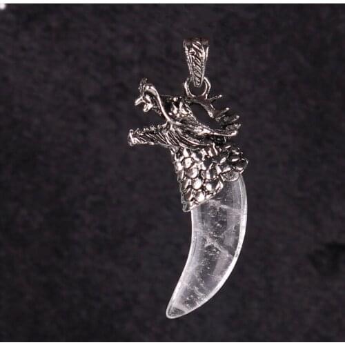 12pcs/lot Reiki Energy Healing Necklace Pendant Natural Stone Agates Fluorite Quartz Pendulum Moon Wolf Charm for Jewelry Making