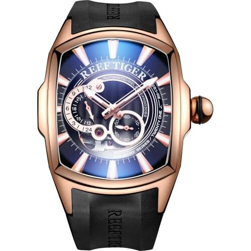 Reef Tiger Men Automatic Watch,Mens Watches Mechanical Wristwatch Sport Luminous Waterproof Sapphire Mirror Skeleton Relogio