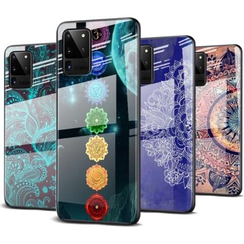 Tempered Glass Cover Mandala Chakra Yoga For Samsung Galaxy S20 FE S10e S10 S9 S8 Ultra Plus Lite Plus 5G Phone Case