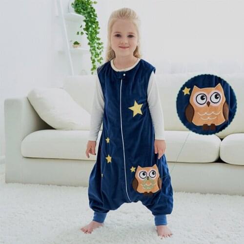 Autumn and winter childrens sleeping bag baby air conditioning clothes sleeveless flannel pajamas baby one piece clothes home c