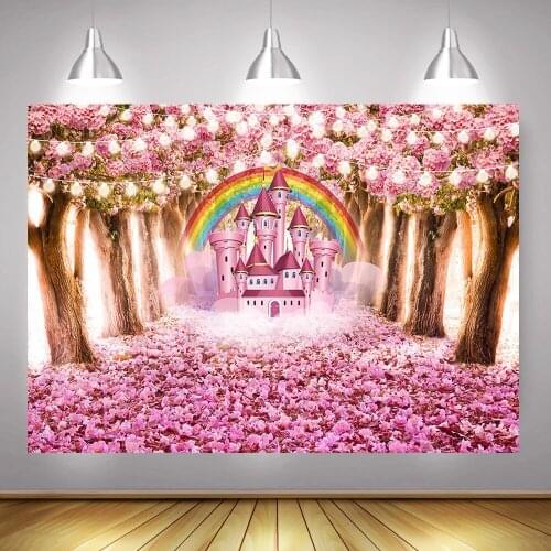 Photography Backdrop Floral Sea Castle Photocall Photo Studio Cartoon Rainbow Newborn Background Fantasy Princess Birthday Party
