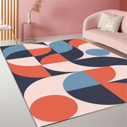 Blue Orange Pink Geometric Carpet Nordic Modern Coffee Table Mat Large Bedroom Carpet For Girl Floor Covering Hallway Comfort