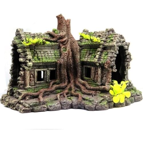 Resin Imitation Wooden Root House Ruins Aquarium Ornament Fish Tank Decoration Aquarium Accessories Aquarium Decor