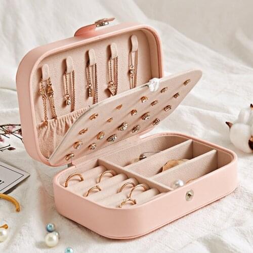 PU Leather Jewelry Storage Box Multi-function Necklace Ring Organizer Portable Travel Jewelry Zipper Case Boxes Jewelry Display
