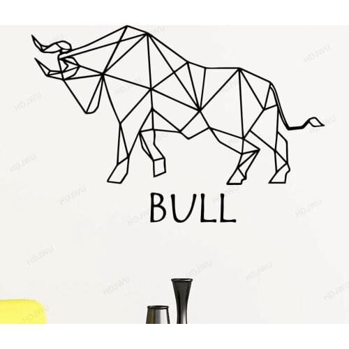 Cartoon Geometry bull Art Sticker Geometric Animal Wall Stickers House Decoration Accessories For Living Room Wall muraux WU131