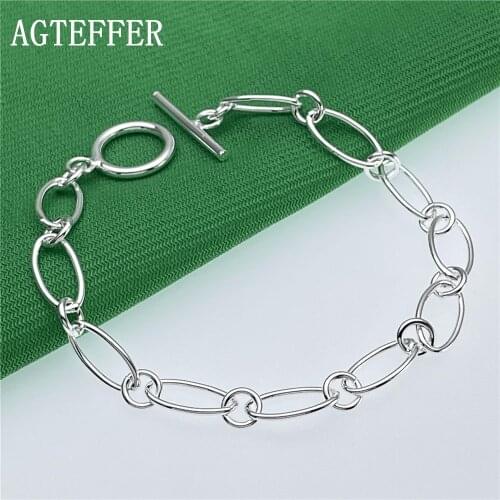 AGTEFFER 2021 New 925 Sterling Silver TO Buckle Million words Bracelet Men And Women Fashion Charms Popular Wedding Party Gifts