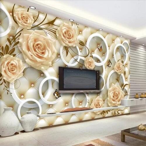 Beibehang Custom wallpaper yellow rose vine 3D solid circle soft pack background wall papers home decor papier peint wallpaper