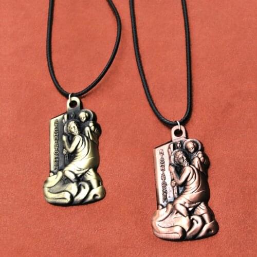 Oirginal Holy Father and Holy Son Pendant Necklace For Women Vintage Gold Cross Prayer Necklaces Men Christian Jewelry Gift