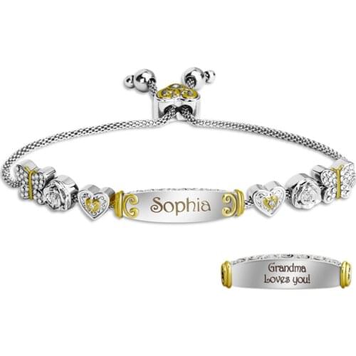 Personalized Heart Butterfly Floral Shaped Pendant Fashion Custom Name Letter Beaded Bracelet DIY Jewelry Gift For Friend Couple