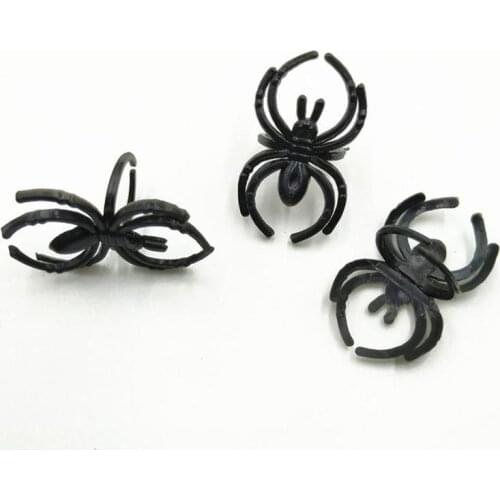 Halloween plastic bat, colorful gemstone spider toy ring