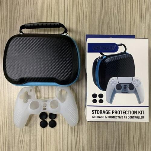 Shockproof Gamepad Carrying Case Game Controller Storage Bag Silicone Cover Thumb Caps for Sony Playstation 5 PS5 Protection Kit
