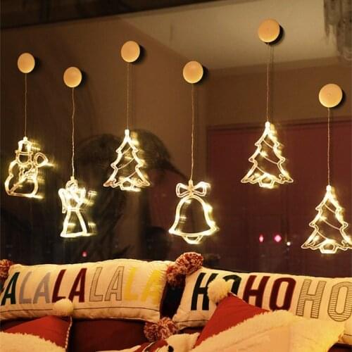 Christmas Night Lights Warm White Xmas Santa Snowman Reindeer Snowflake Shape Lighting Lamp for Christmas New Year Party Decor