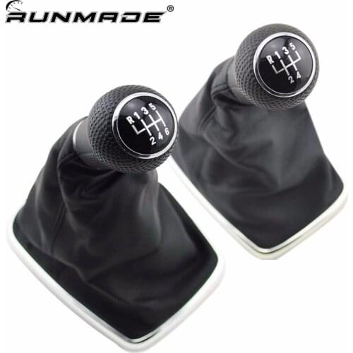 Runmade For VW Jetta Bora Golf GTi R32 Mk4 5-Speed 6-Speed Leather Shift Knob Shifter Manual Car Gear Lever