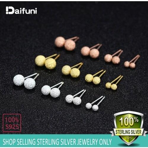 S925 sterling silver Fashion Simple Mini Frosted Bead Studs Earrings For Daily Wear Silver Earrings Women Men Jewelry Gift