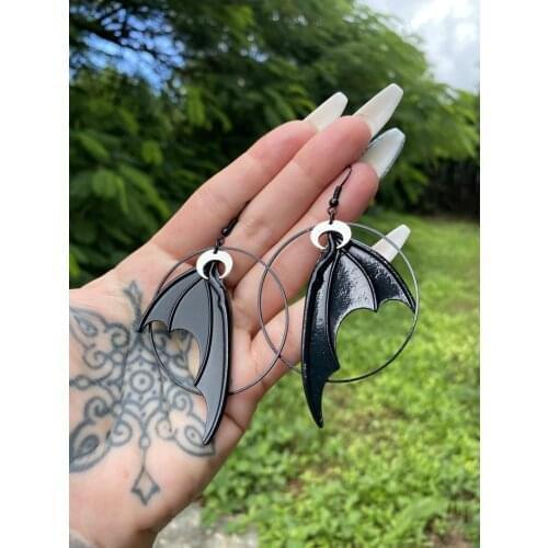 Gothic Vampire Demon Black Bat Wings Hoop Earrings mysterious Witchy Jewelry New Fashion 2021 Trend Dangle Gift For Women